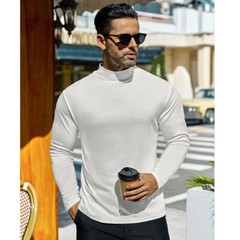 Men’s Mock Turtleneck T-Shirt Long Sleeve Warm Pullover Basic Undershirt Top