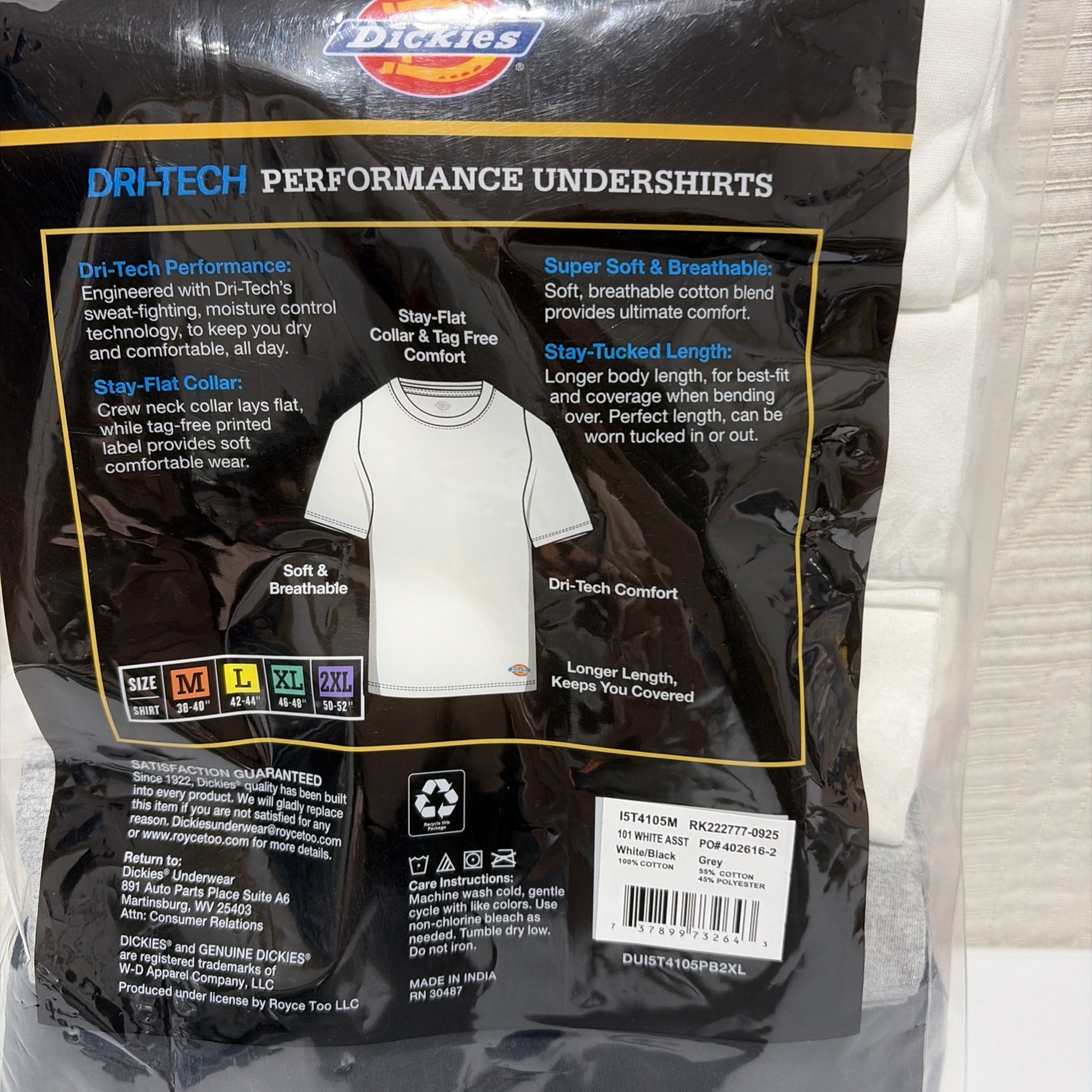 Dickies Dri Tech Performance Work 5 Short Sleeve Undershirts Size M New Colors gallery