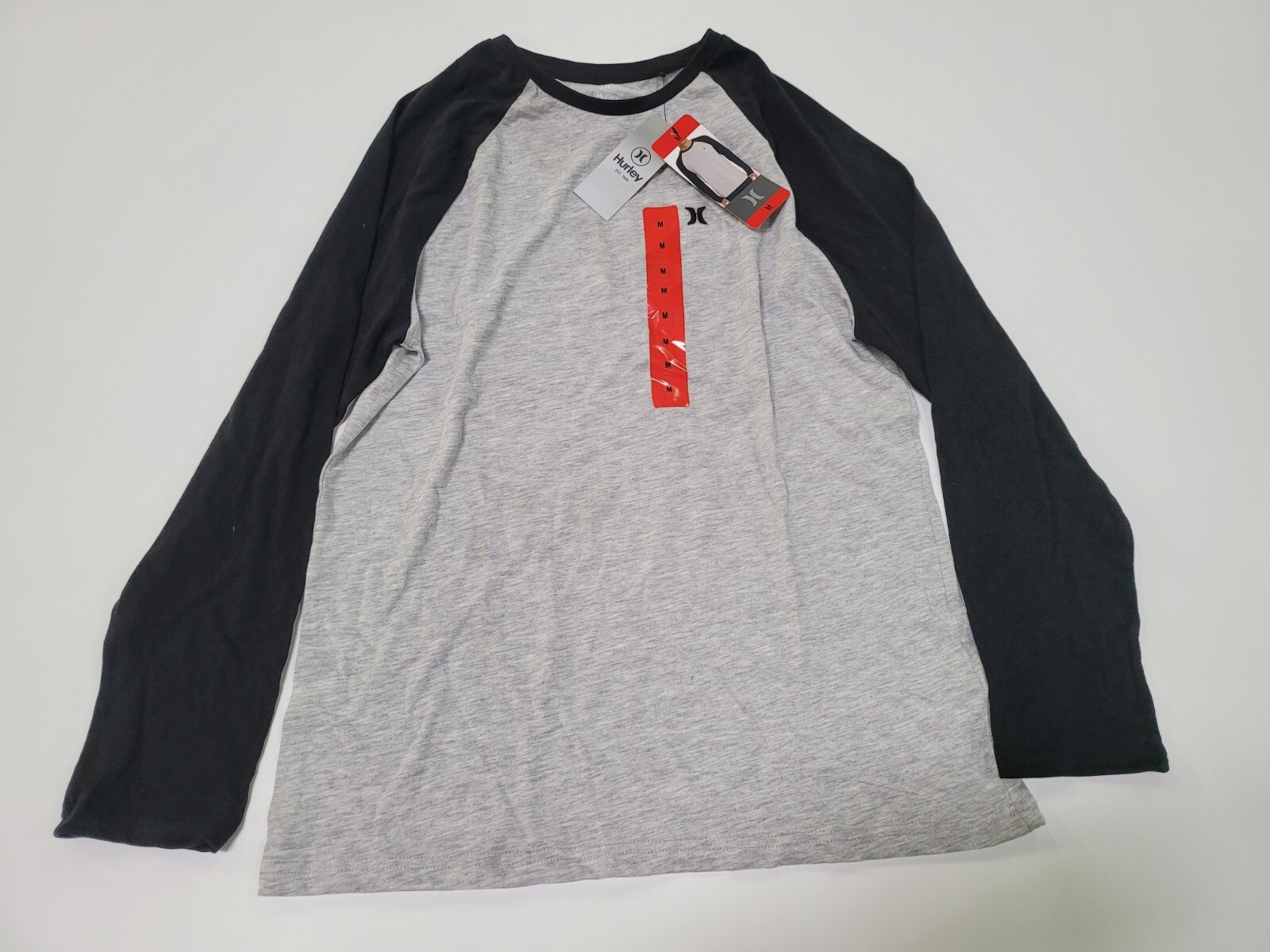 NWT Hurley Men's Raglan Long Sleeve Tee Shirt Red, Blue, Grey available in Sizes gallery