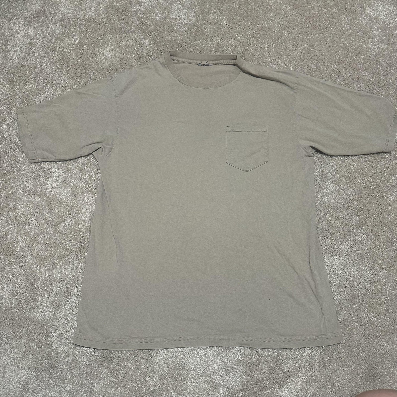 Pocket Shirt Mens Medium Gray Solid Crewneck Short Sleeve Casual No Tag Tee gallery