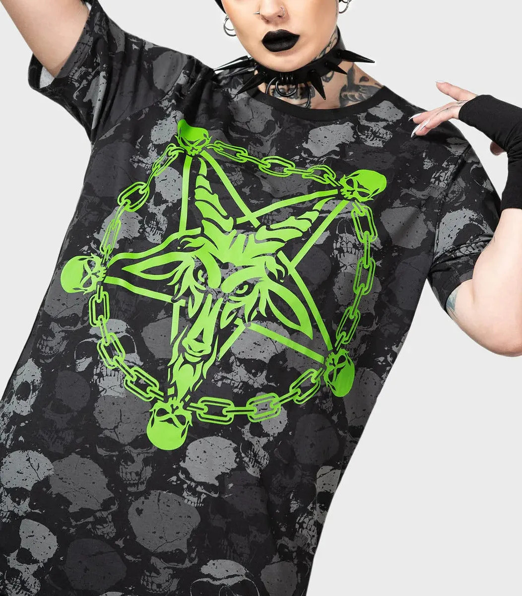 Killstar Tzompantli T-Shirt Unisex Pentagram Satanic Skull Goth Punk KSRA007525 gallery