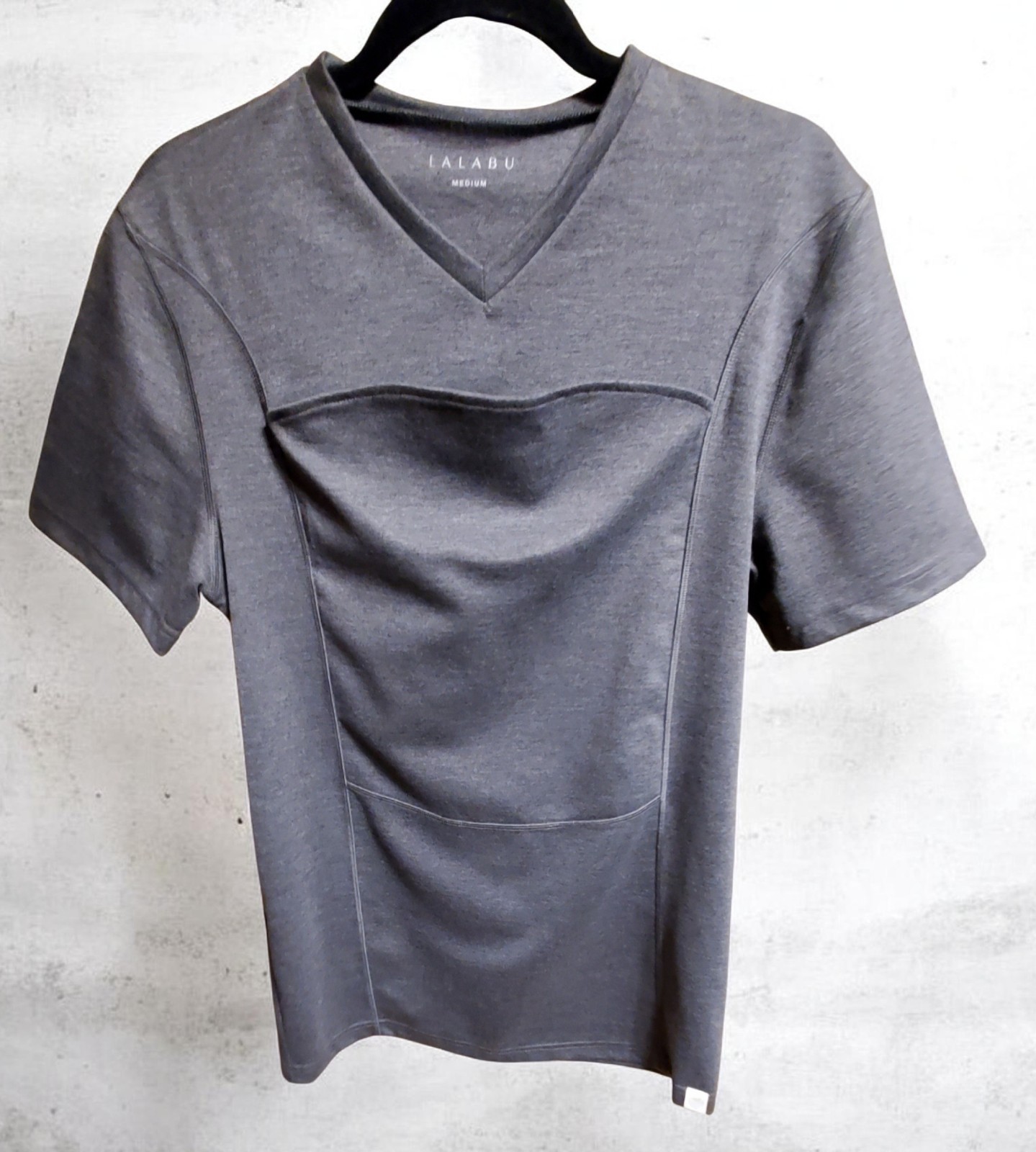 Dads LALABU Shirt Men's Gray Baby Carrier Soothing Kangaroo Pocket SZ M gallery