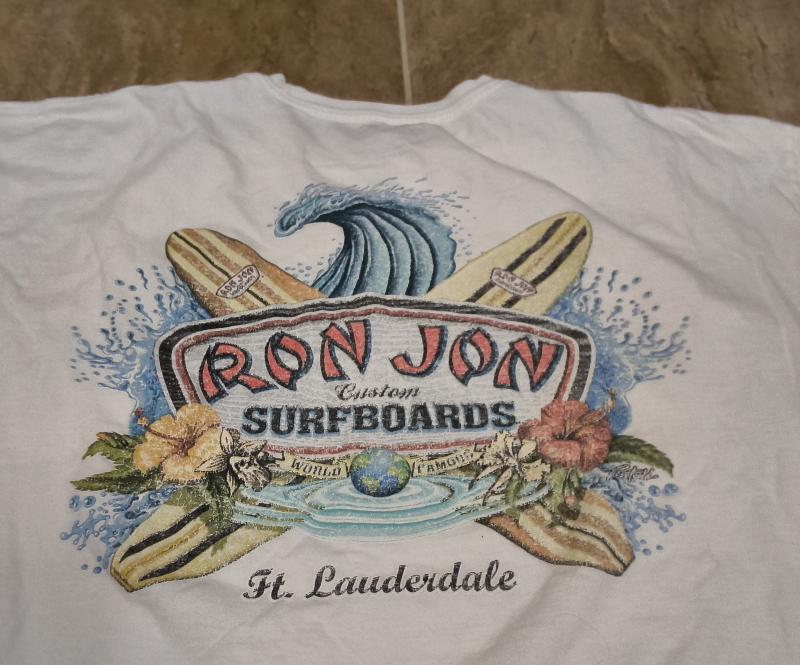 Men's Ron Jon Surf Shop Shirt Custom Surfboards Fort Lauderdale White Sz XL gallery