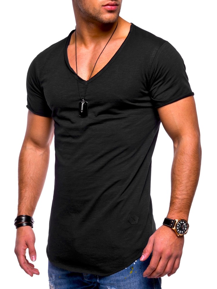 Behype Men’s Oversized T-Shirt Oval Long Shirt Longtee Longline Clubwear NEW