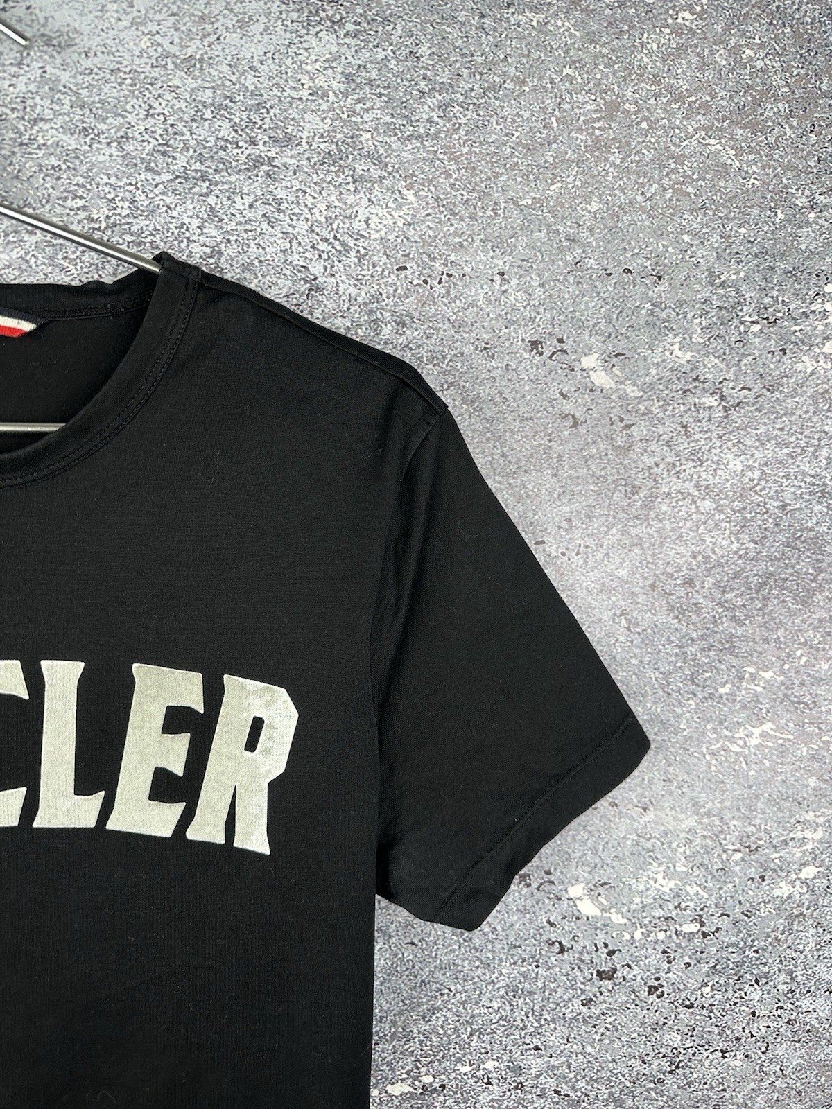 Moncler Big Logo Mens T Shirt Black Short Sleeve Cotton Luxury Spellout Tee S gallery