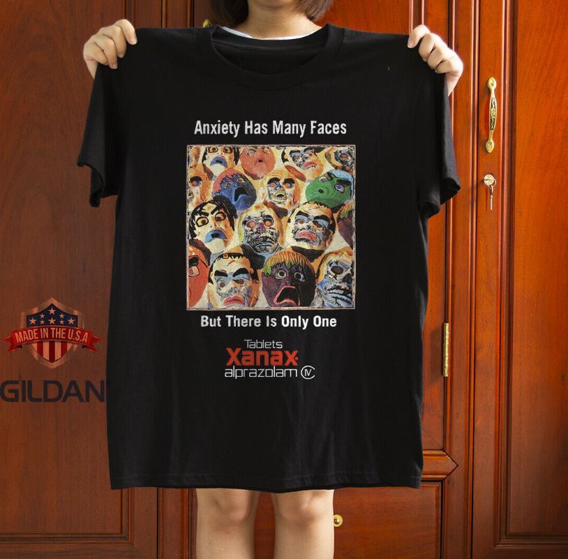 Xanax - Anxiety Has Many Faces Black Unisex T-Shirt Size S-5XL gallery
