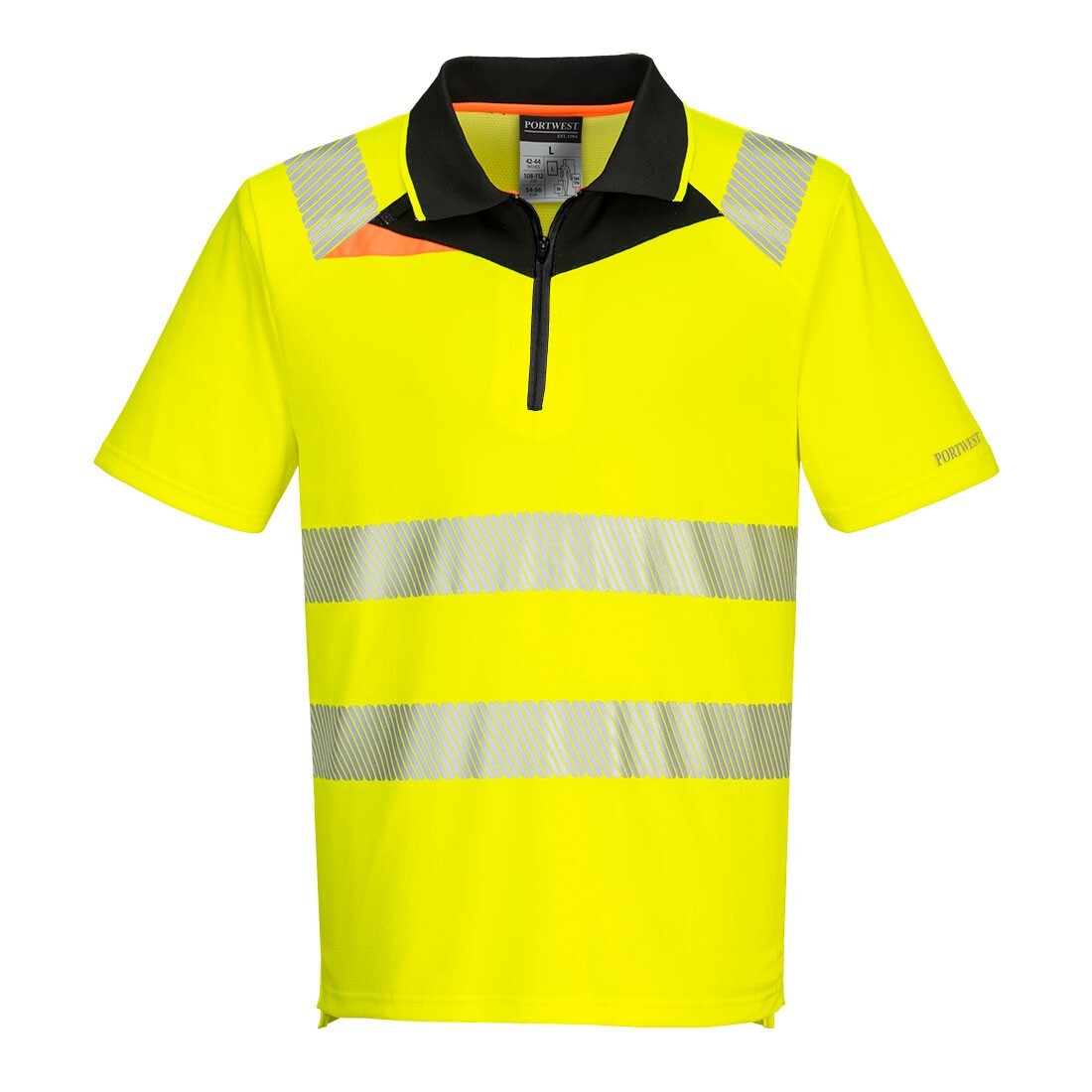 Portwest DX4 Hi Vis Zip Polo Shirt HighVisibility Breathable Safety Workwear Top gallery