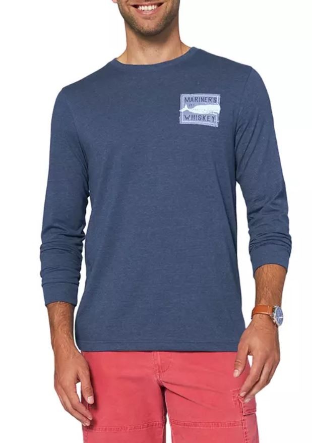 IZOD Men’s Long Sleeve Saltwater Graphic T-Shirt, Sargasso Sea, 2X-Large Tall