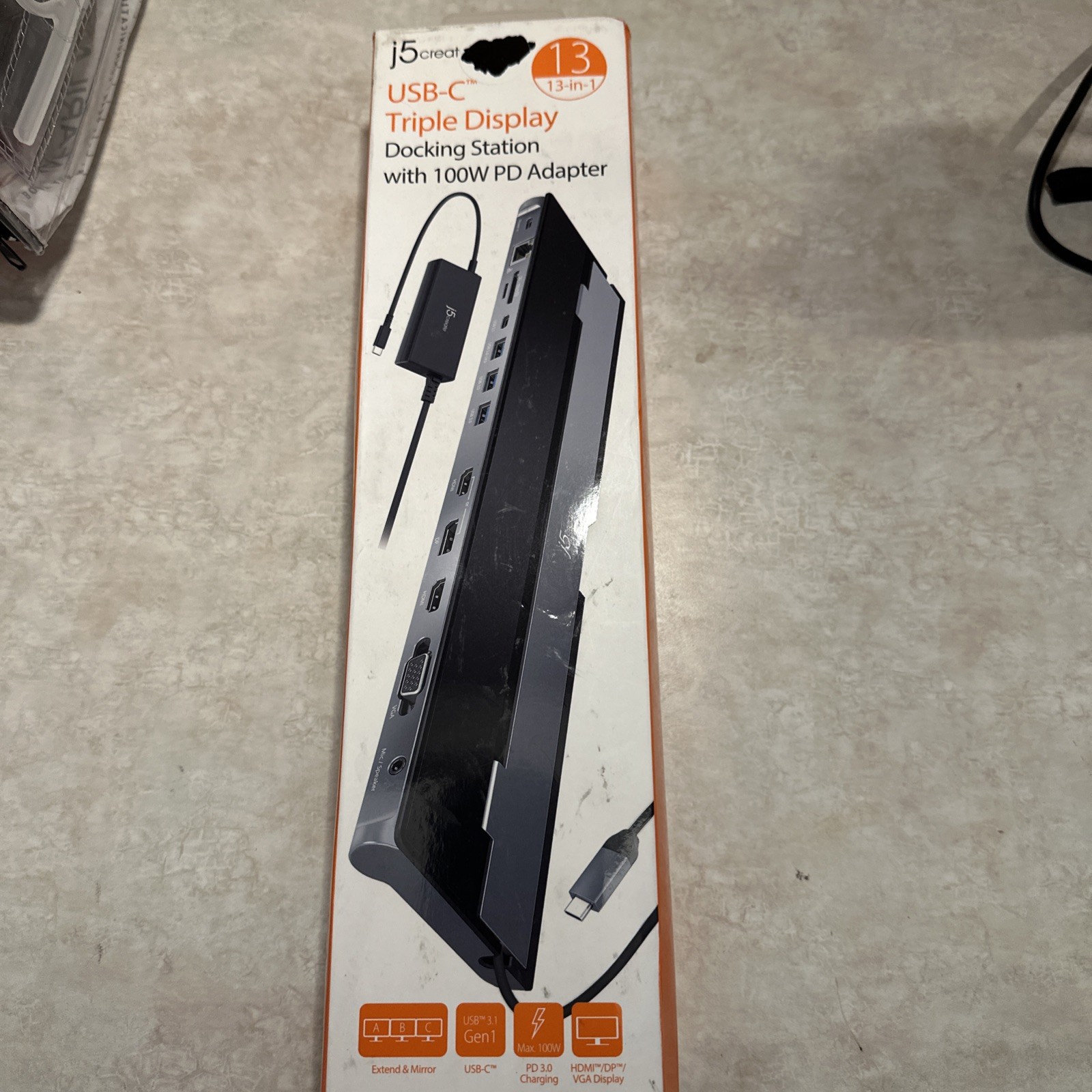 j5create USB Type C Docking Station with 100W PD Charger – Supports 3 Display…