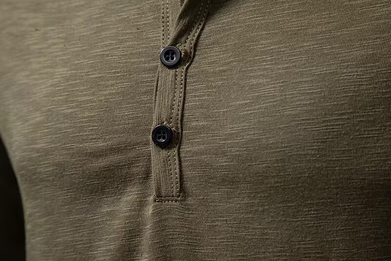 Men's Shirt Cotton Henley Neck T-Shirts Long Sleeve Casual Button Plain 25% OFF gallery