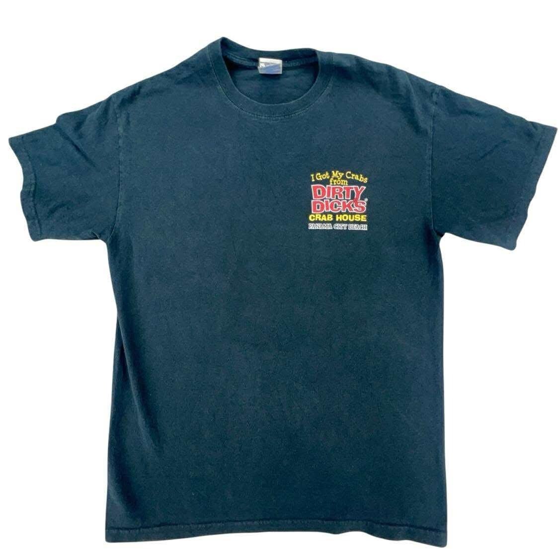 Dirty Dicks Crab House Panama City Beach Black Graphic T-Shirt Medium Gildan gallery