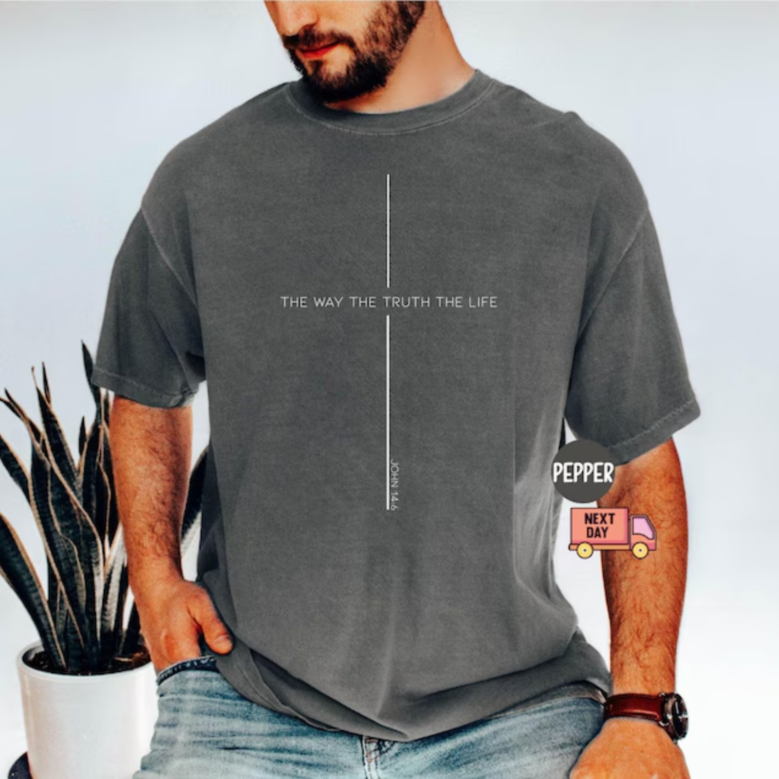 Comfort Color John 14:6 Christian Shirt The Way The Truth The Life Jesus Faith gallery