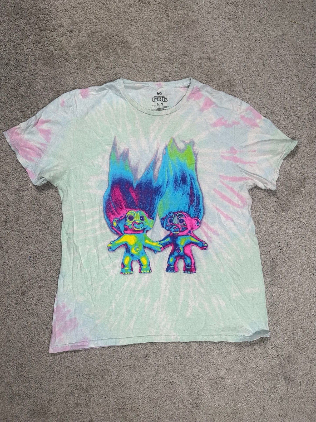 Good Luck Trolls 60th Anniversary Tie Dye T-Shirt Size L/G