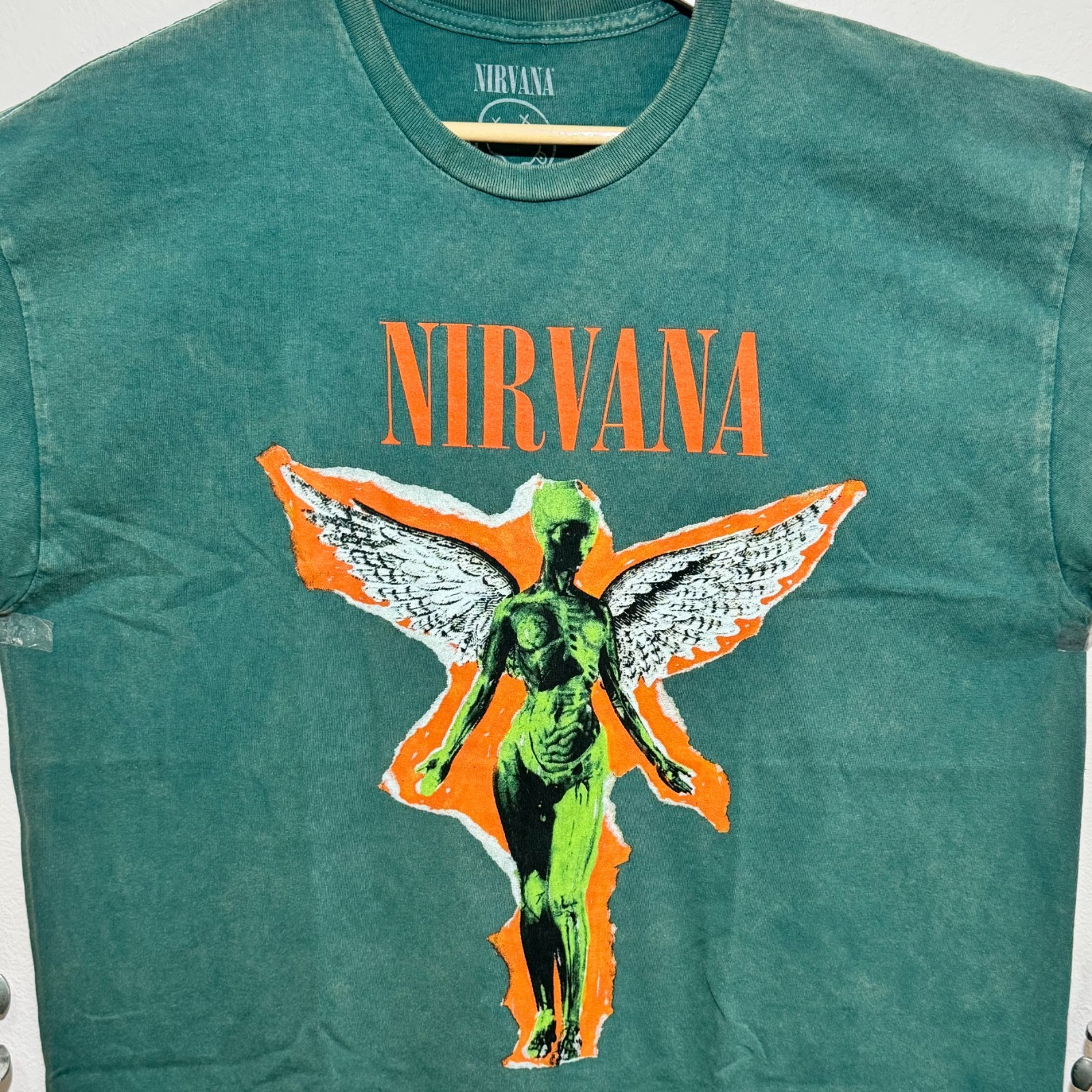 Nirvana In Utero T-Shirt Mens XL Faded Green Grunge Kurt Cobain Band Tee 2021 gallery