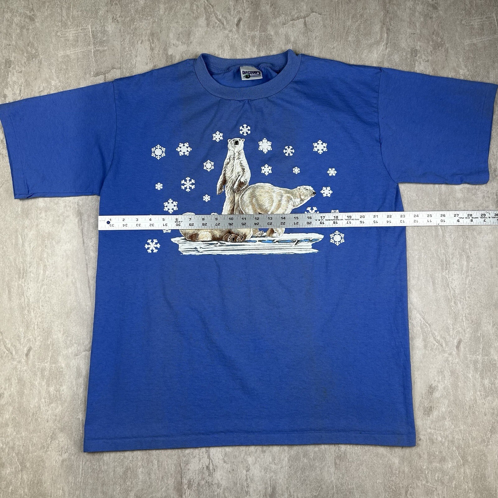 Vintage 90s Discovery Channel Store Polar Bears Blue T-Shirt USA Men’s Size XL gallery