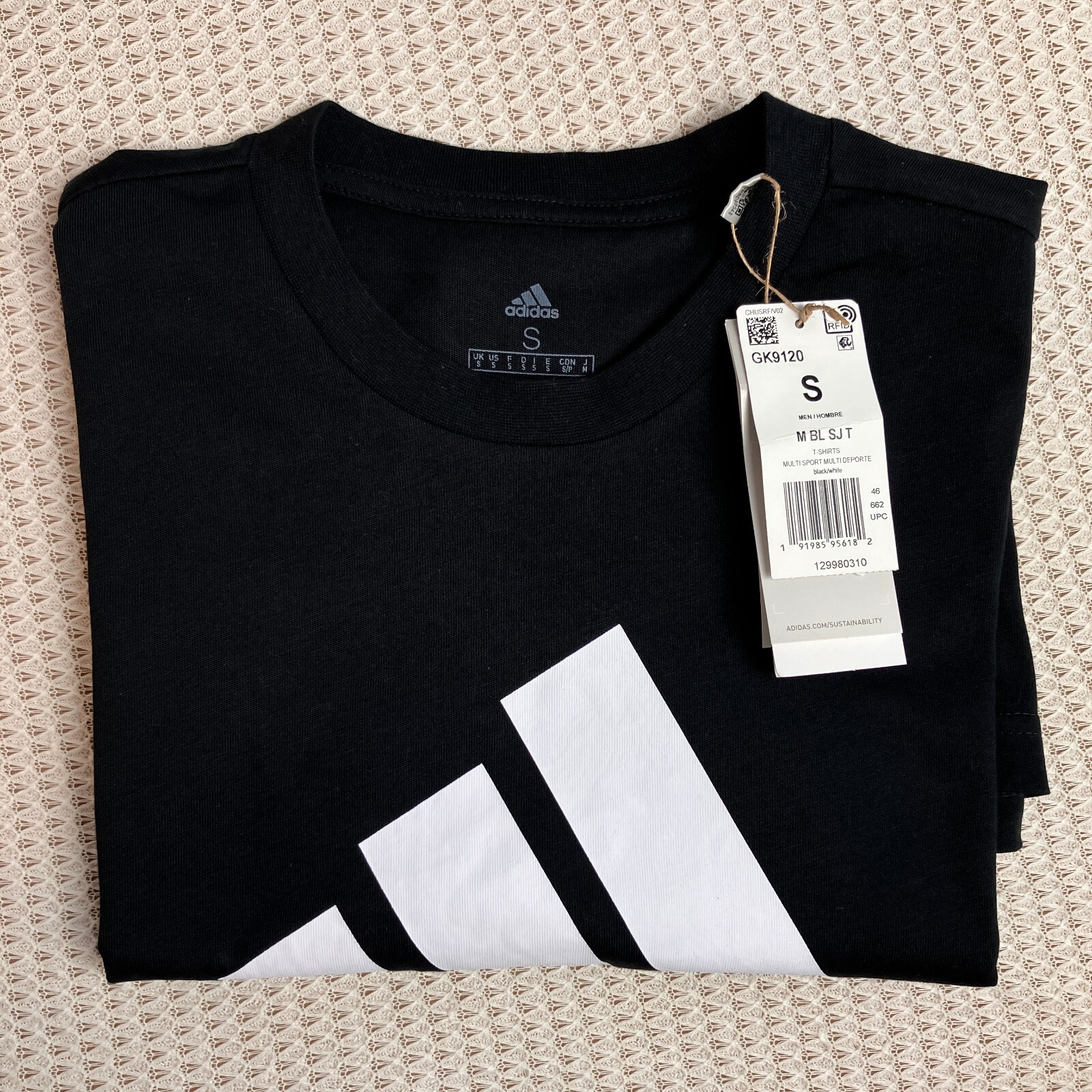 Adidas Men's Black Big Logo T Shirt Size Small Black Multi Sport NWT gallery