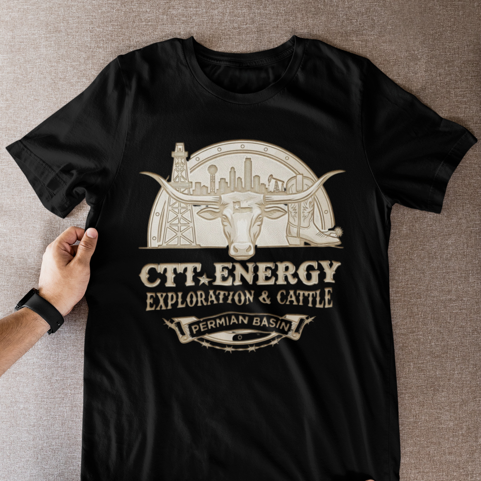 Oilfield Cowboy Tee Permian Basin Exploration Cattle Longhorn Graphic Shirt gallery