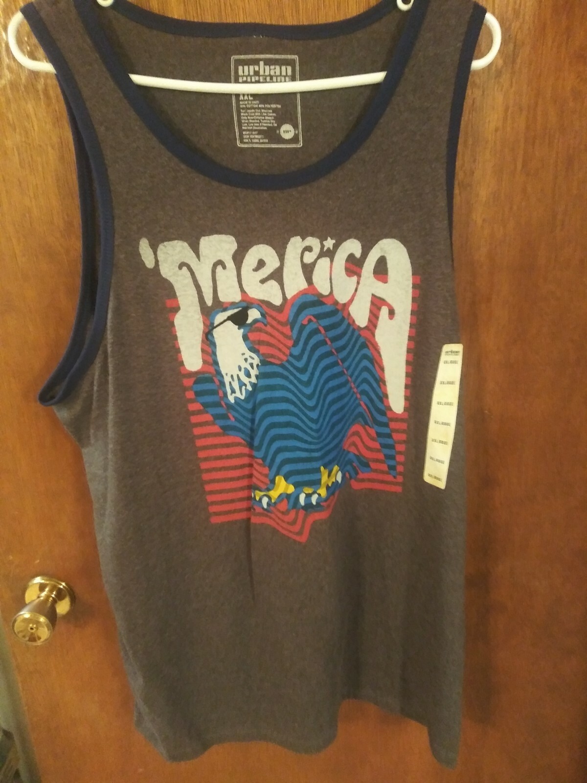 Urban Pipeline Gray Merican Eagle Flag Pattern Tank Top Size XXL