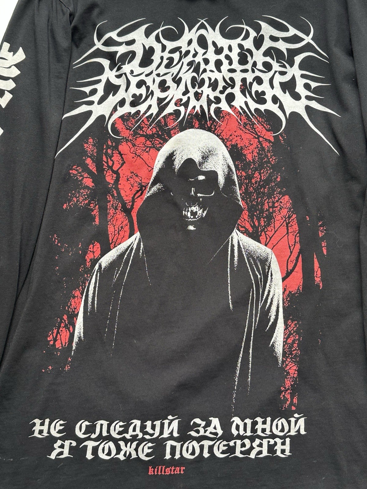 Killstar Dearly Departed Long Sleeve Black Grim Reaper T-Shirt unisex XL gallery