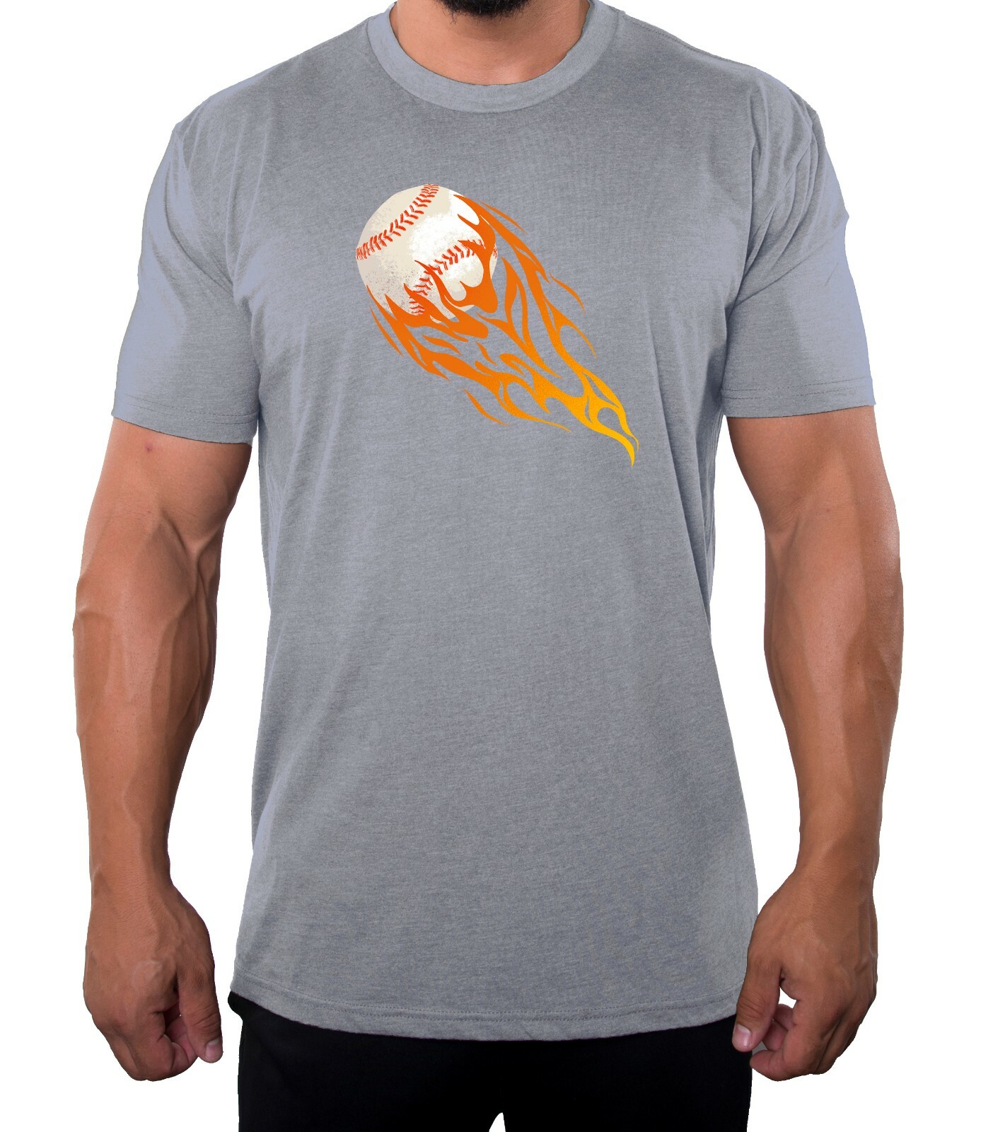 Flaming Baseball Tee, Sports T-shirts, Men’s Baseball T-shirts