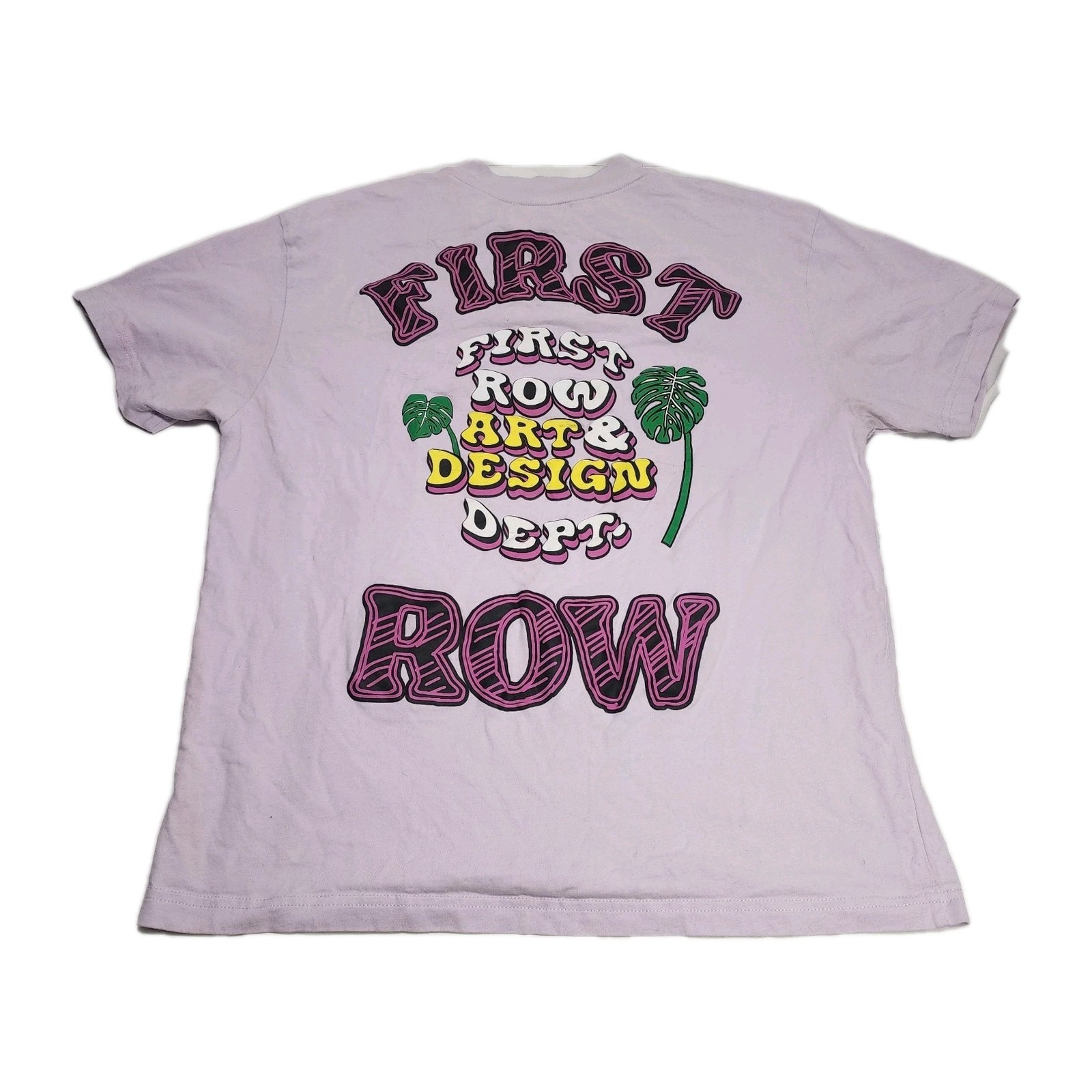 FIRST ROW Art & Design Department Lavender Embroidered / Graphic T-shirt Sz LG gallery