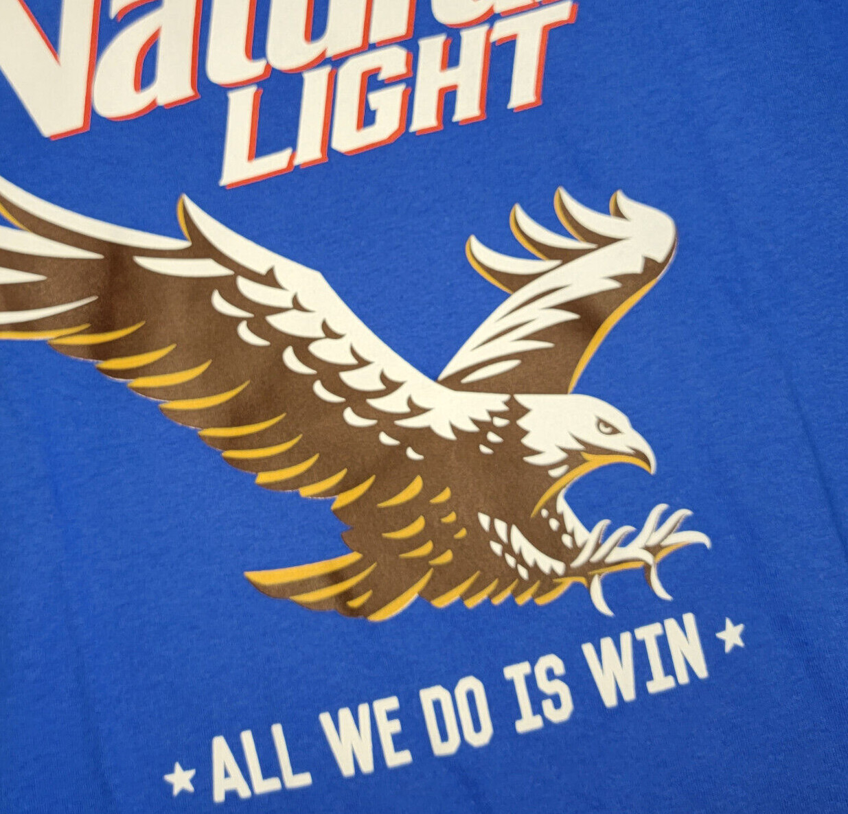 NATURAL LIGHT Beer Shirt Mens Medium Blue Brew Eagle Casual All We Do is Win NWT gallery