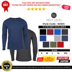 Next Level Apparel 3601 Men’s Long Sleeve Cotton Crewneck Tee Top T-Shirt