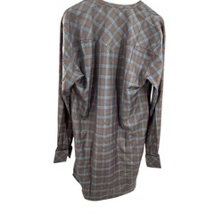 Komplete Apparel Plaid Tunic Shirt Brown Blue Check Longline Kurta Style