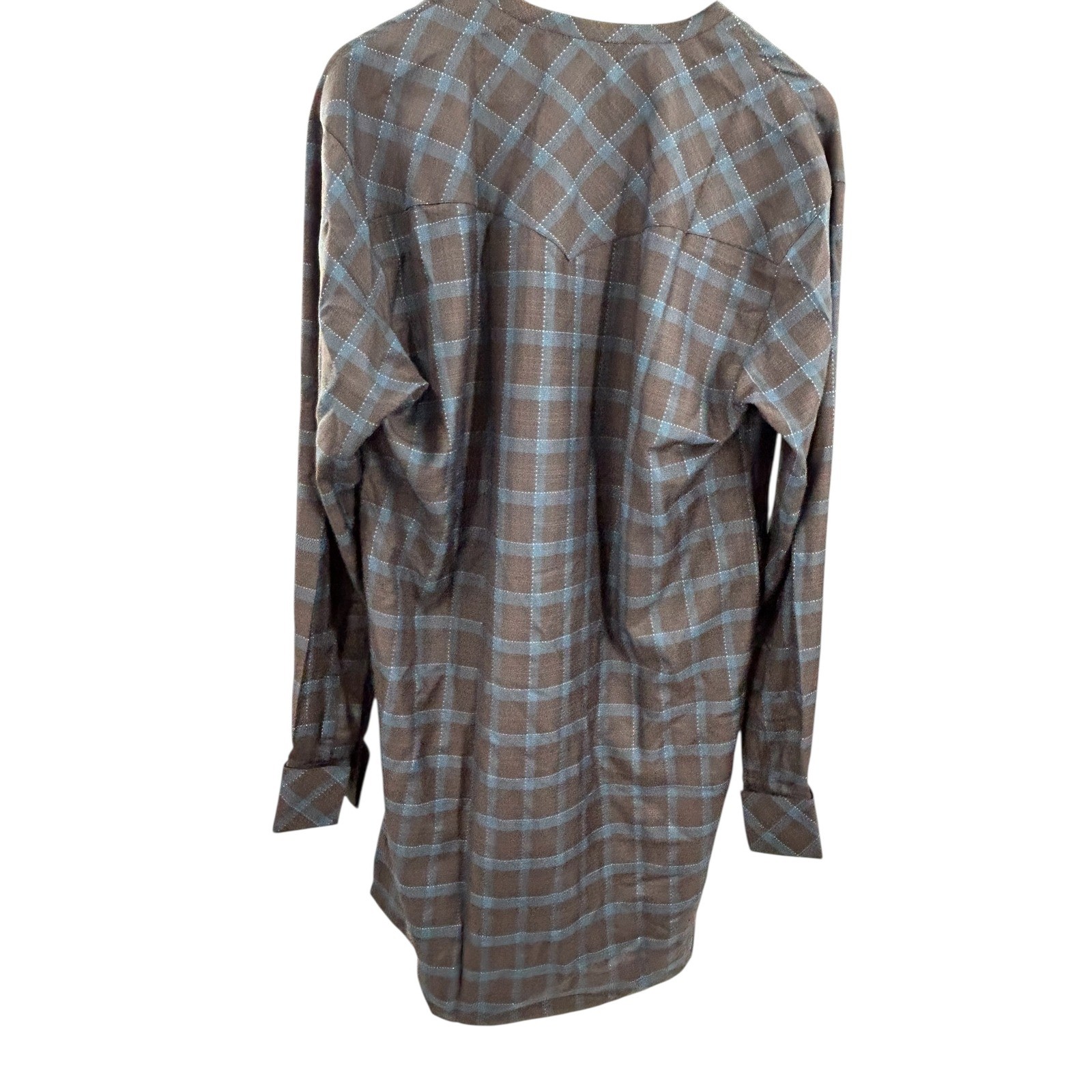 Komplete Apparel Plaid Tunic Shirt Brown Blue Check Longline Kurta Style gallery