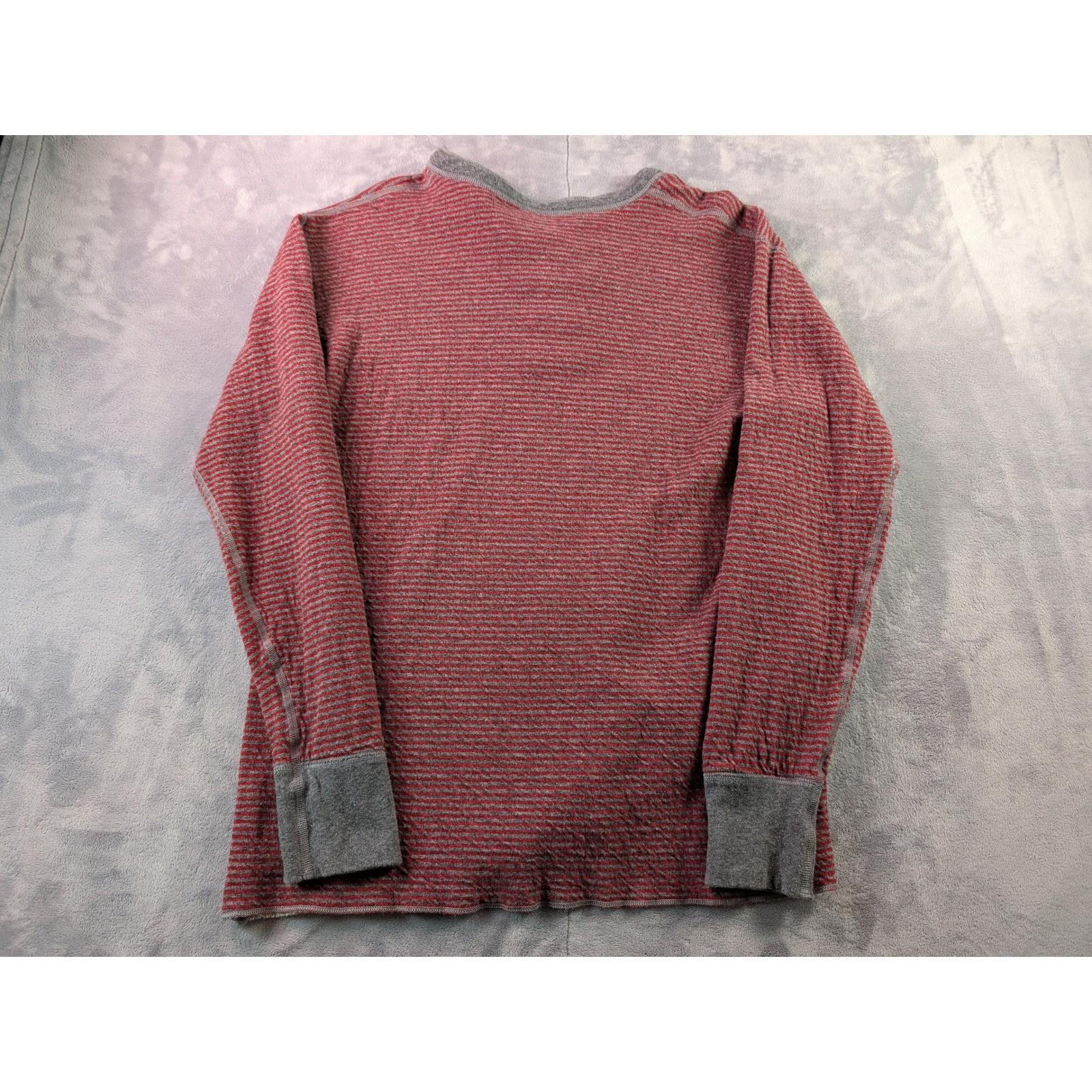 LL Bean Mens Henley Shirt Medium Tall Red Gray Striped Wool Blend 285149 Canada gallery