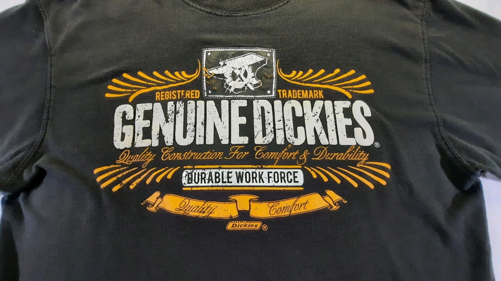 Genuine Dickies T-Shirt Mens L 42 44 Black Round Neck Work Force Graphic Tee gallery