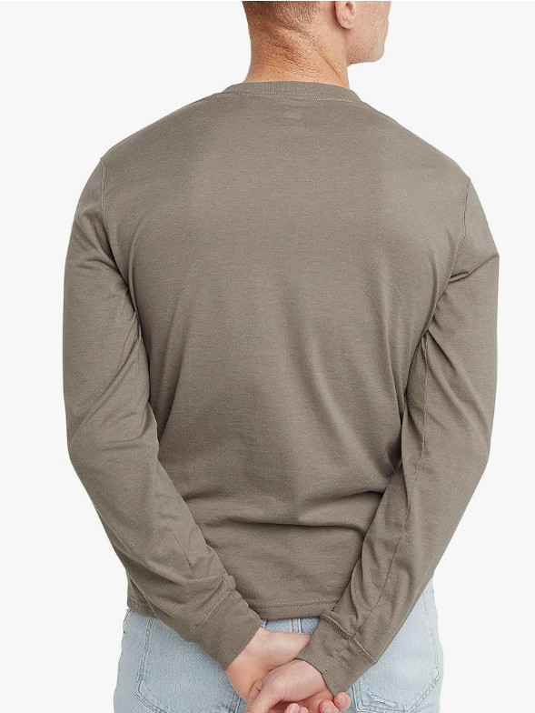 Hanes Comfortblend Originals T-Shirt, Long Sleeve Cotton Henley for Men-SMALL gallery