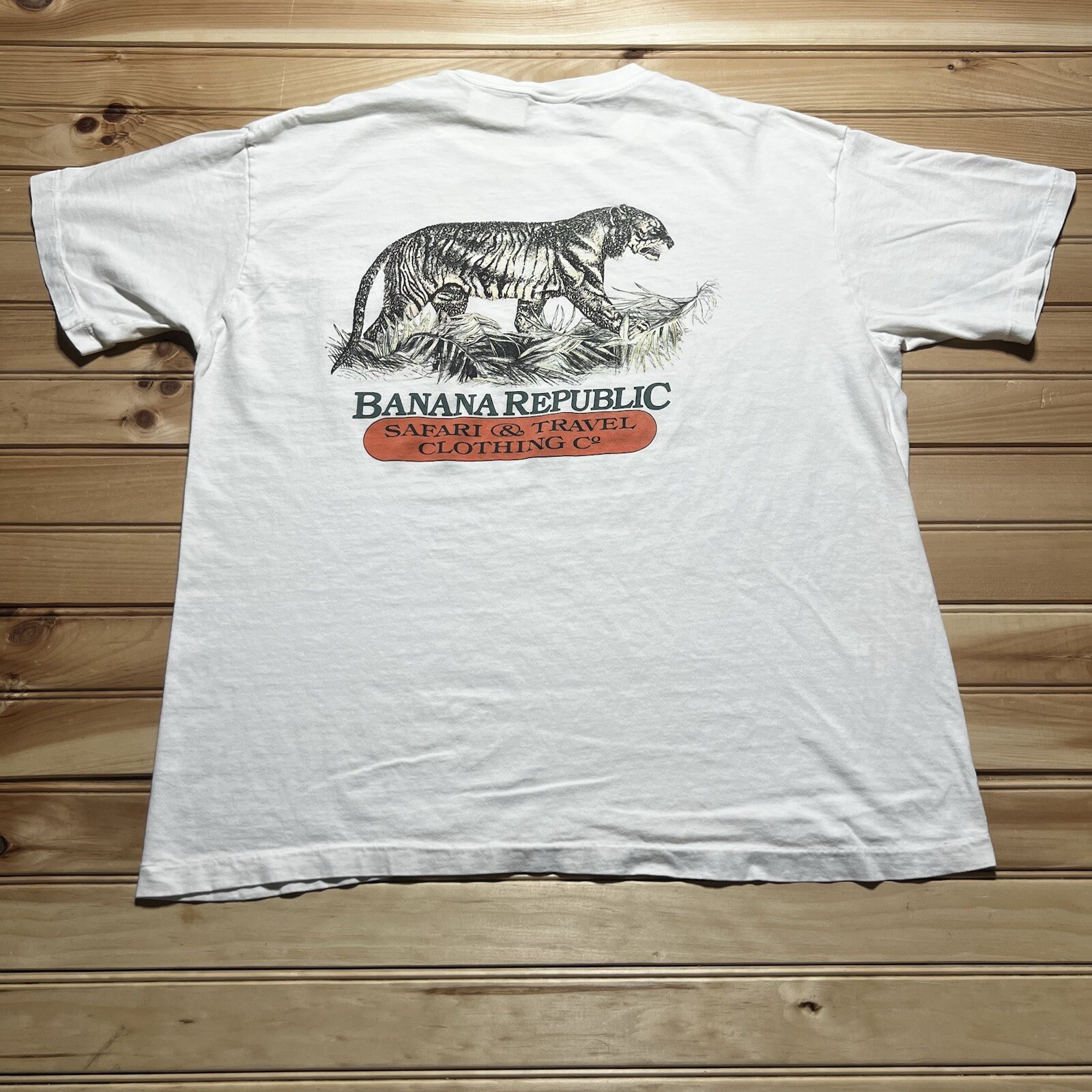 Vintage 90s Banana Republic Safari Travel Co Tiger Graphic Shirt Size XL gallery
