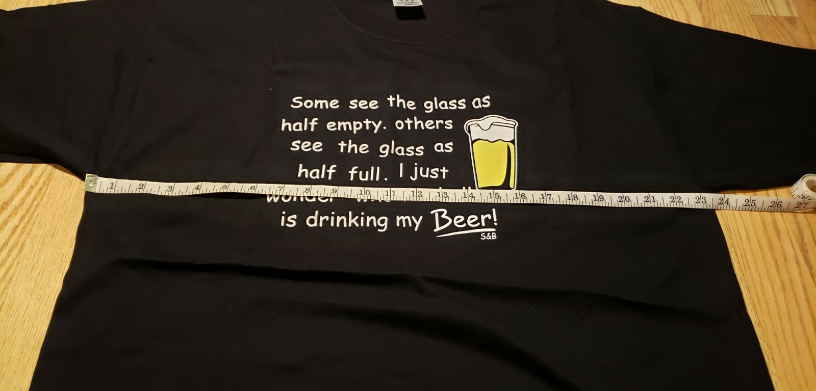 BEER DRINKING Glass half empty Men's T-Shirt XL Black Short Sleeve Jerzees NICE gallery
