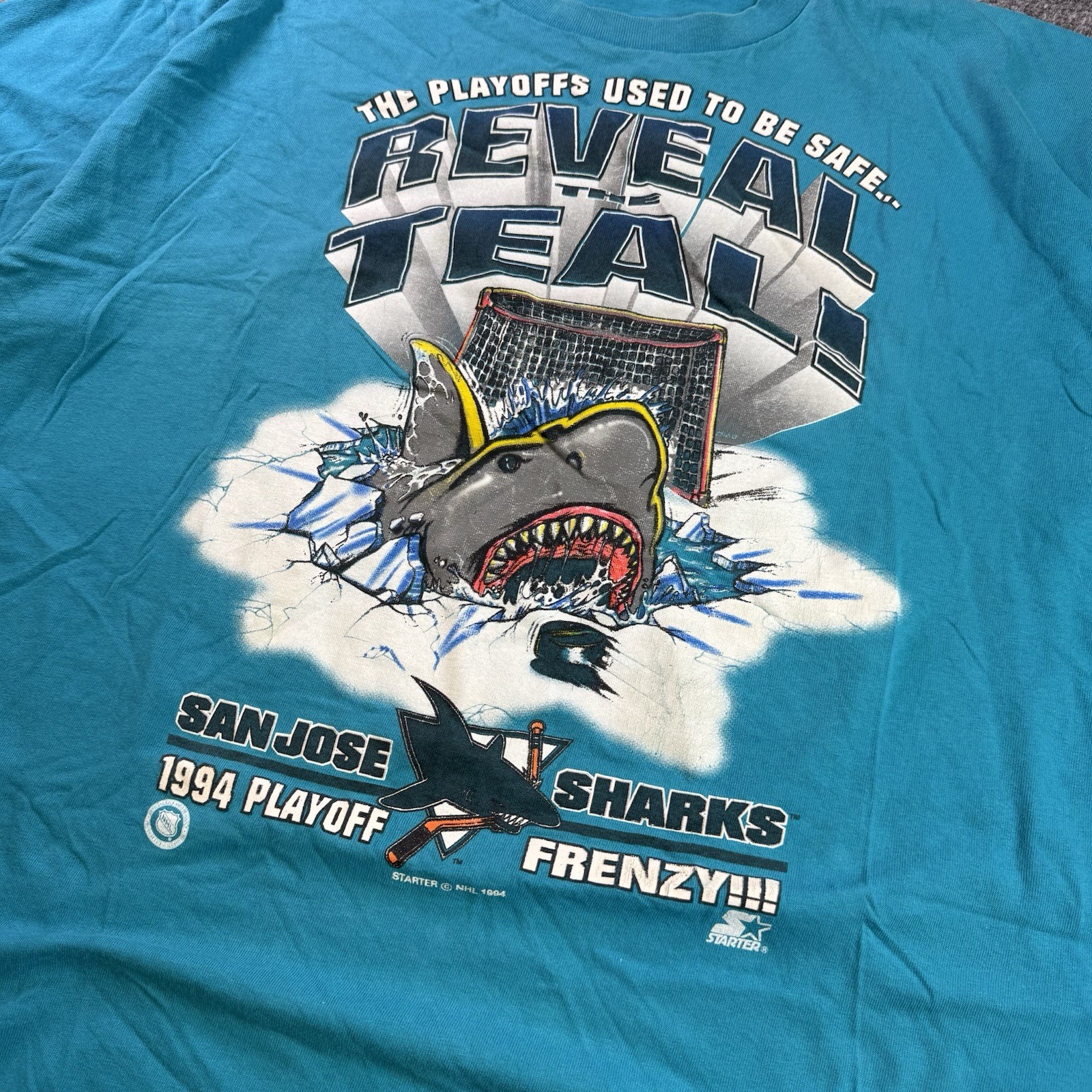 Starter NHL San Jose Sharks Vintage 94 playoff Blue Men's XL gallery