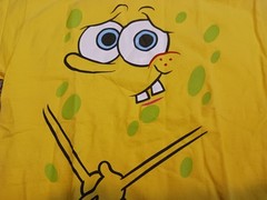 Vintage 2002 Nickelodeon SpongeBob SquarePants Nudie Pants Yellow TShirt Size M