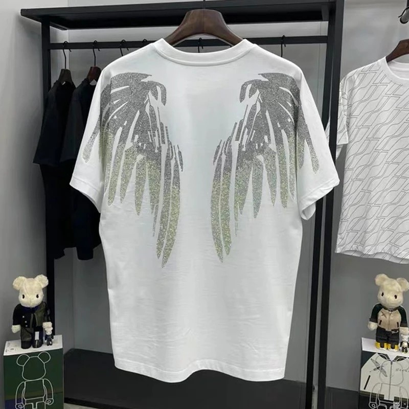 New Men Luxury Diamond Wings Rhinestones Fashion T-Shirt High Quality gallery