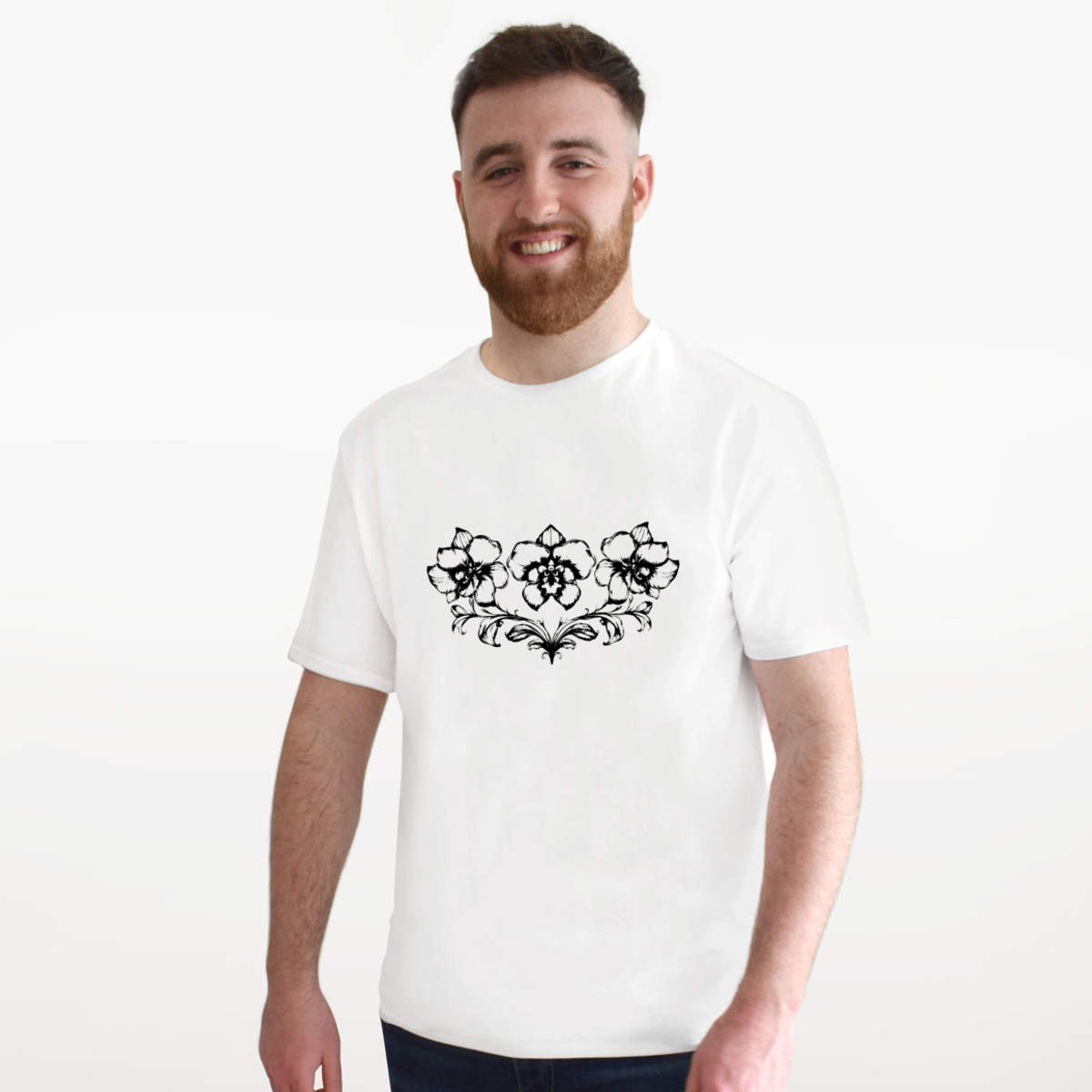 'Symmetrical Orchid Line Art' Unisex T-Shirt - 100% Cotton (S-XXL) (TA052526) gallery