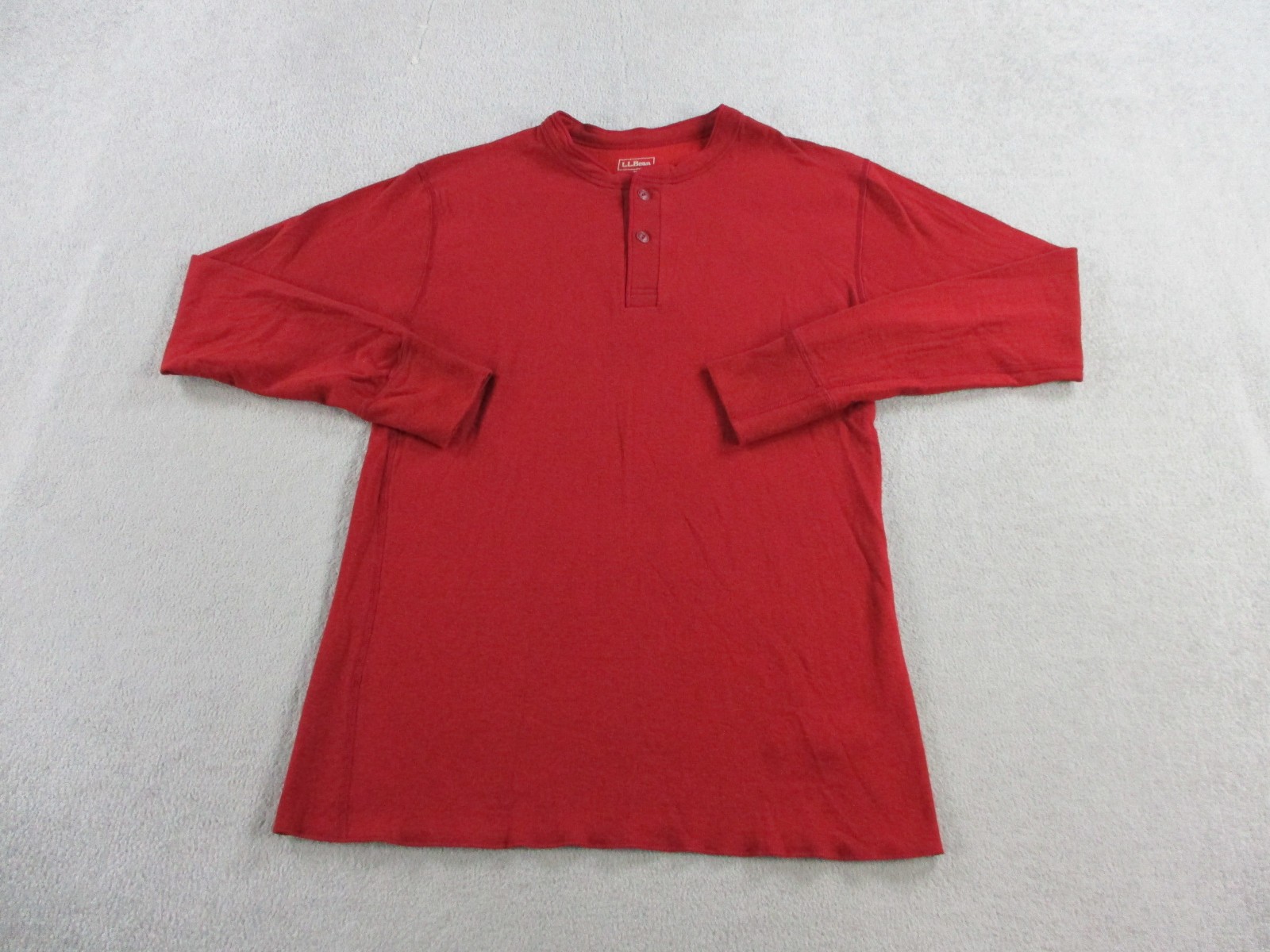 LL Bean Shirt Mens Medium Tall Red River Driver Henley Wool Blend Long Sleeve