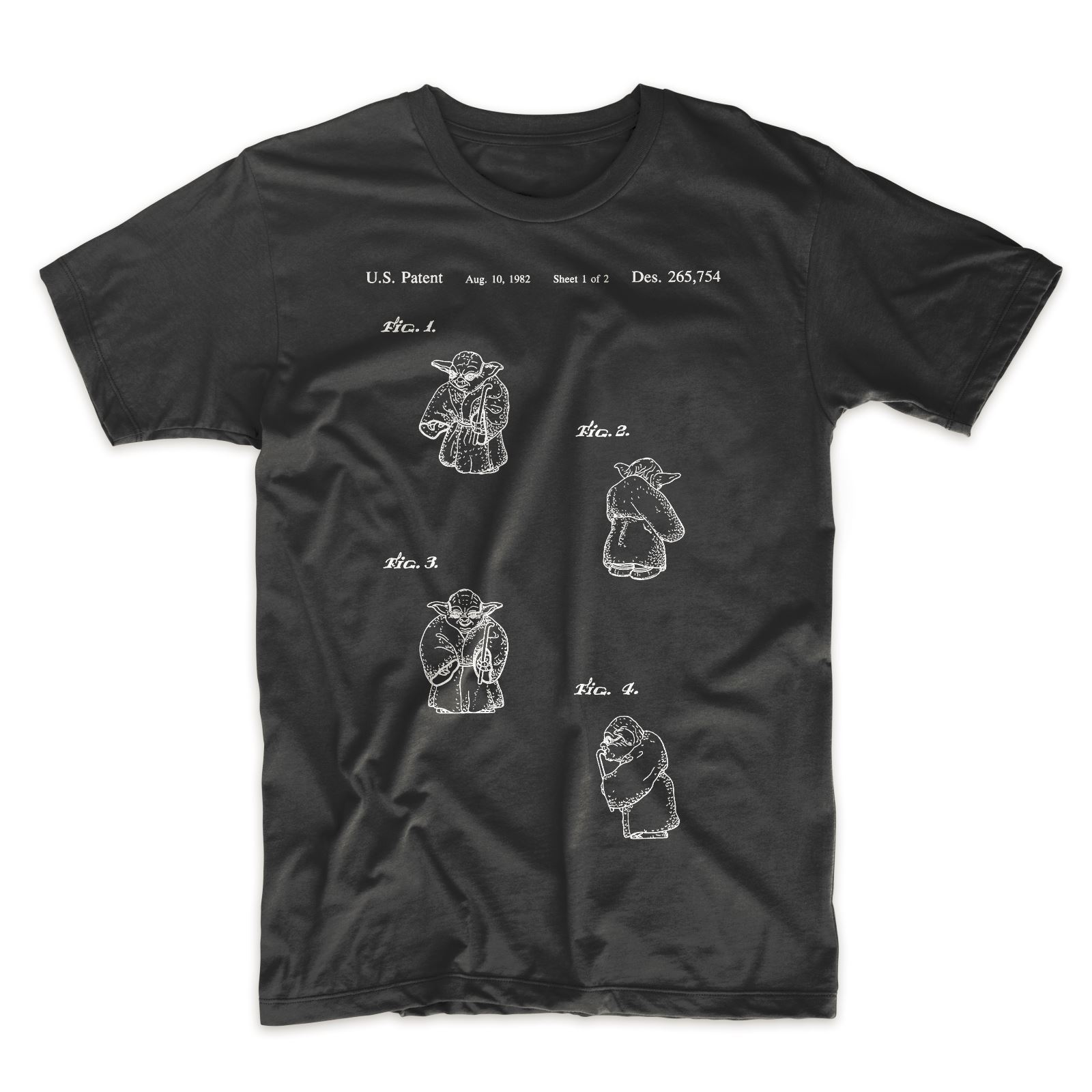 Yoda Patent T-Shirt.100% Cotton Star Wars Tee Comfy on Black White or Gray. NEW gallery