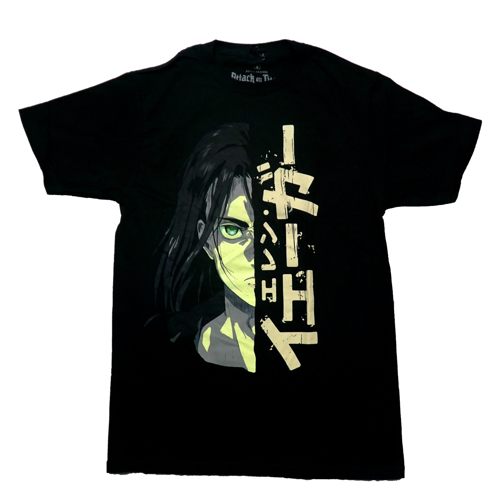 Attack on Titan Final Season New Adult T-Shirt - Split Face Half Man Half Kanji gallery