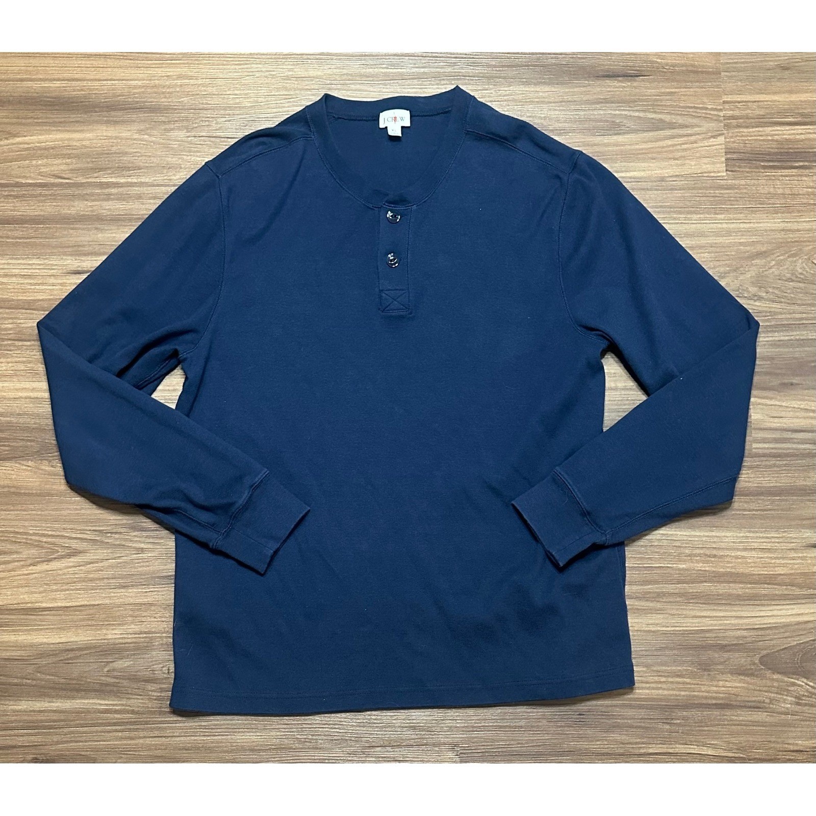 J Crew Oarsman Heritage Brushed Rib Knit Henley Base Layer Shirt Navy Sz XL gallery