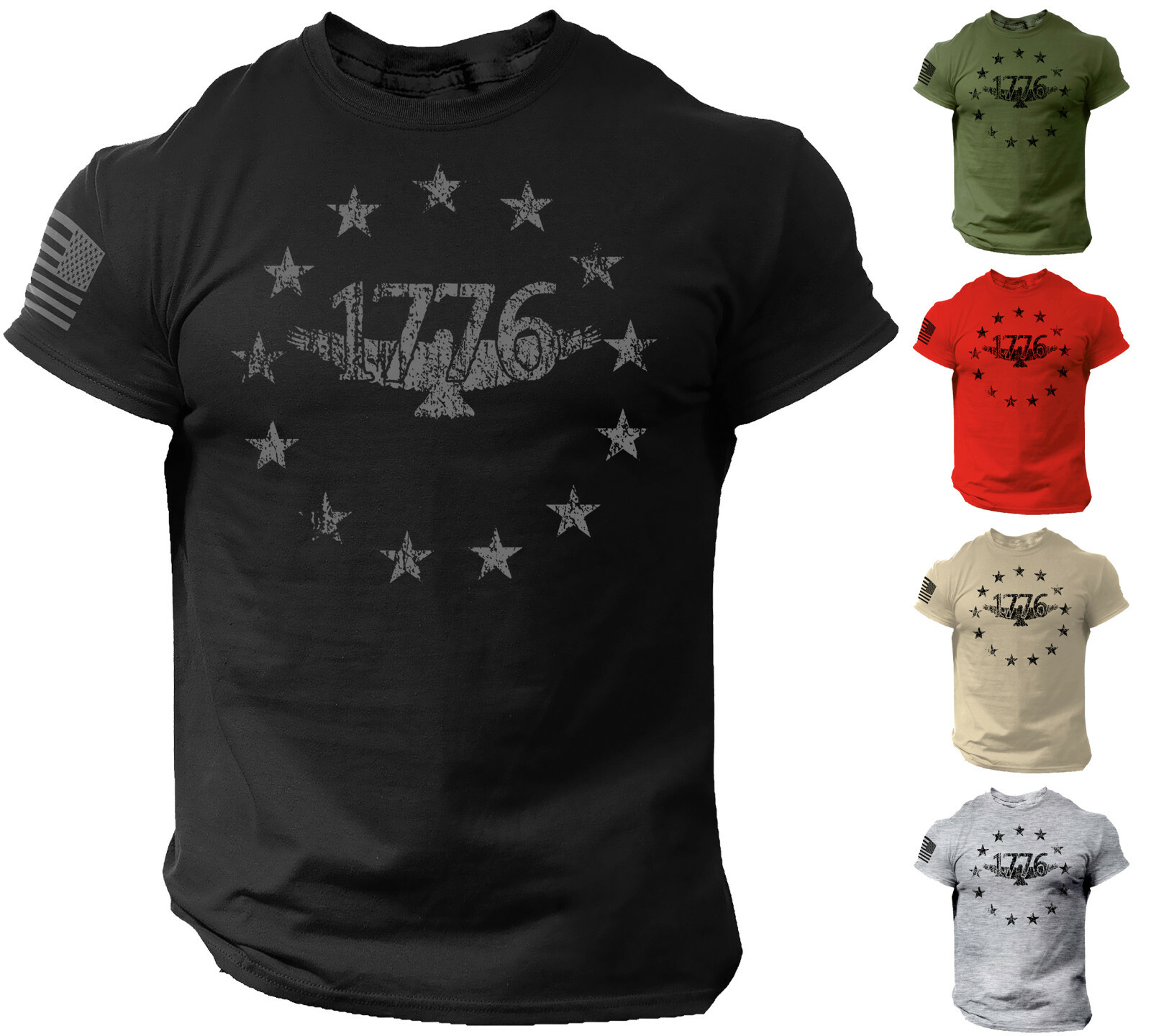 USA 1776 Distressed Men Patriotic T Shirt American Flag gallery