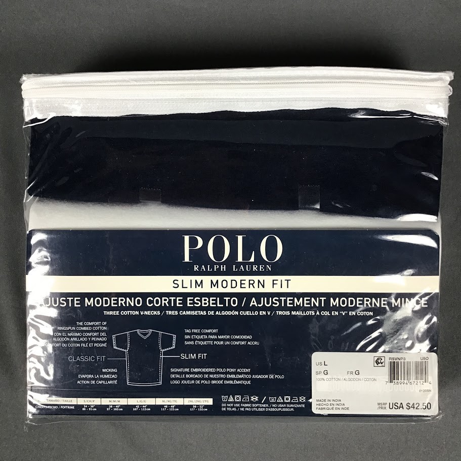 POLO RALPH LAUREN Men’s Slim Fit Cotton V-Neck Undershirt T-Shirt 3-Pack gallery