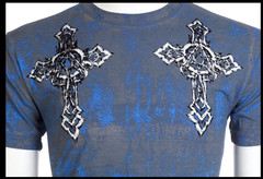 ARCHAIC by AFFLICTION Blue Grey STONE RANGER Short Sleeve Slim Fit T-shirt NWT