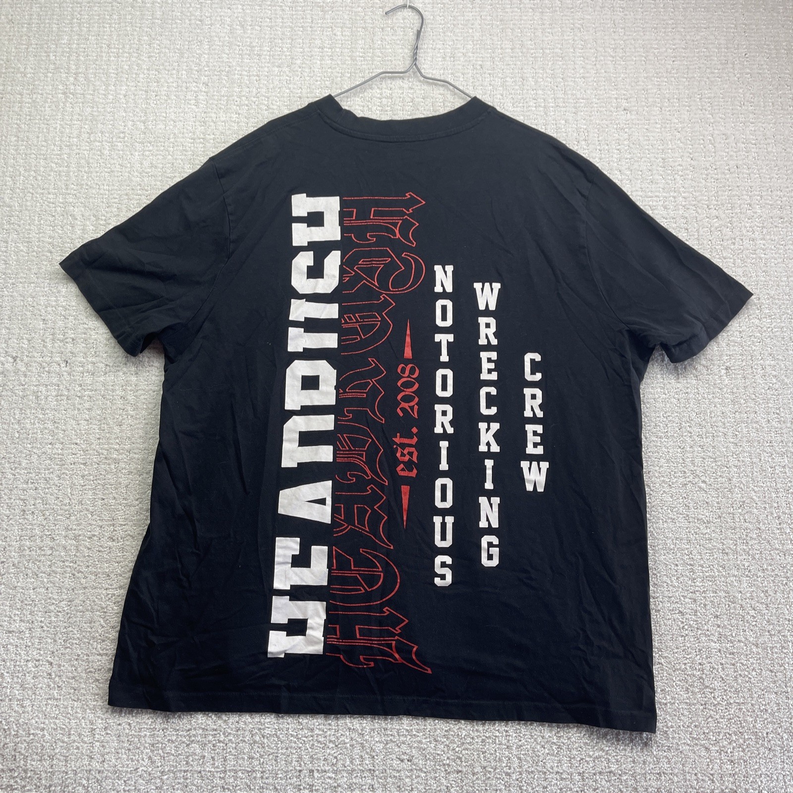 Y2K HEADRUSH T-shirt Men Sz XXL Black Goth Grunge Spell out Logo Est 2008 gallery