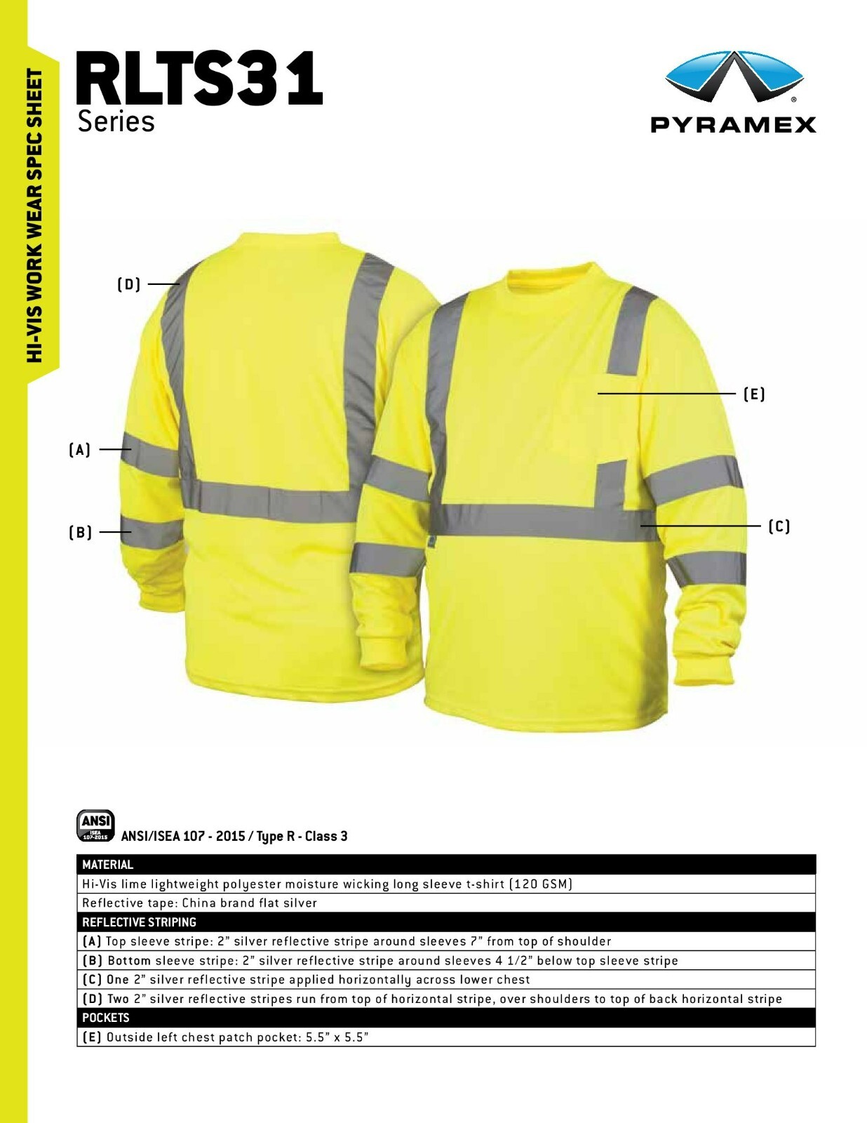 ANSI CLASS 3 HI VIS REFLECTIVE VISIBILITY LONG SLEEVE ROAD WORK SAFETY T SHIRT gallery