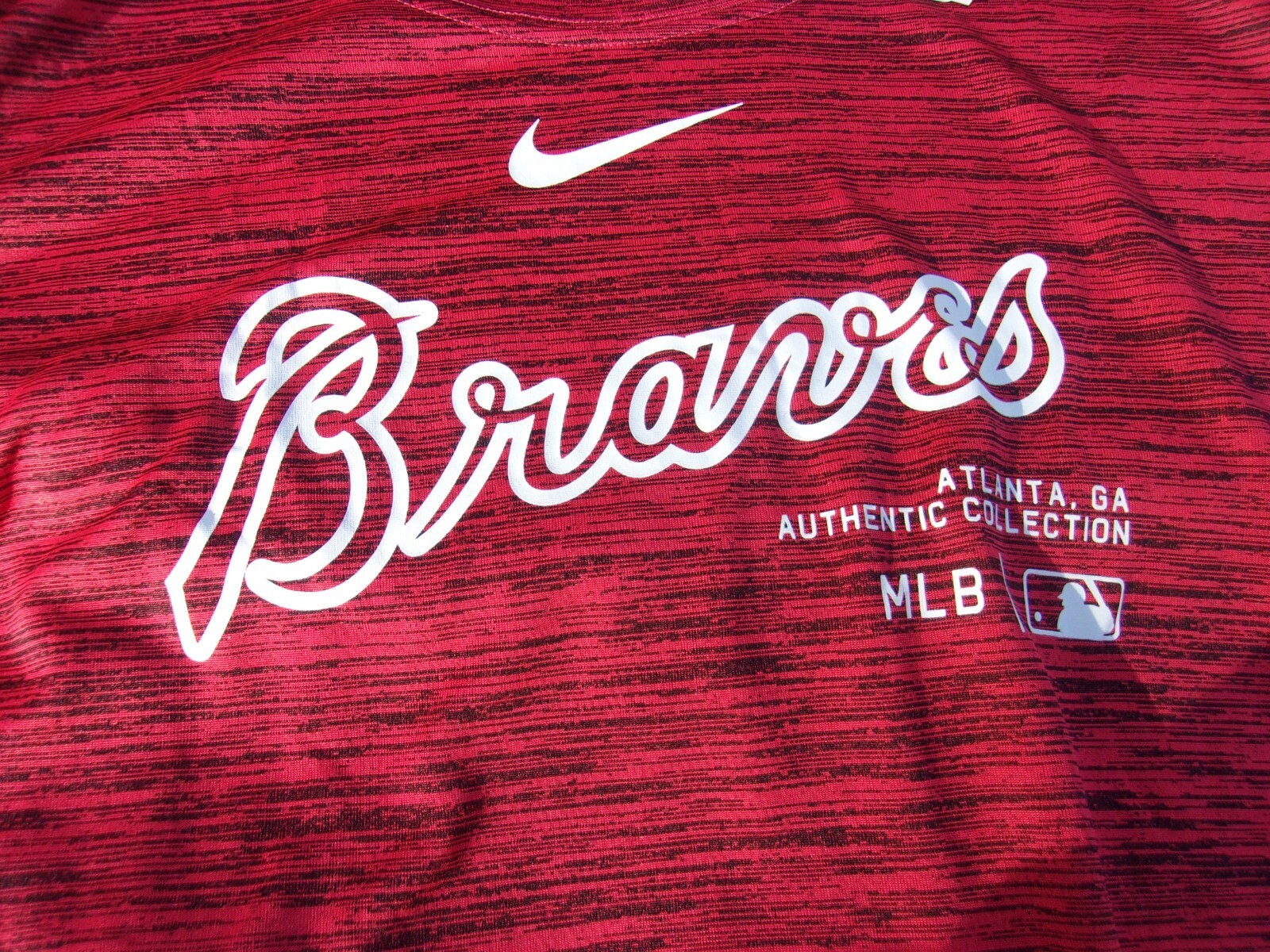 NWT Nike dri fit T, Atlanta Braves, men's M, L, XL, heather red, poly., MLB, $40 gallery