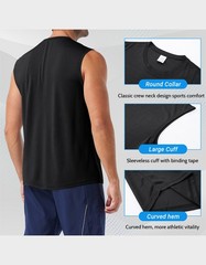 3Pack Men’s Sleeveless Shirts Quick Dry Tank Top Workout Fitness Gym Sport Beach
