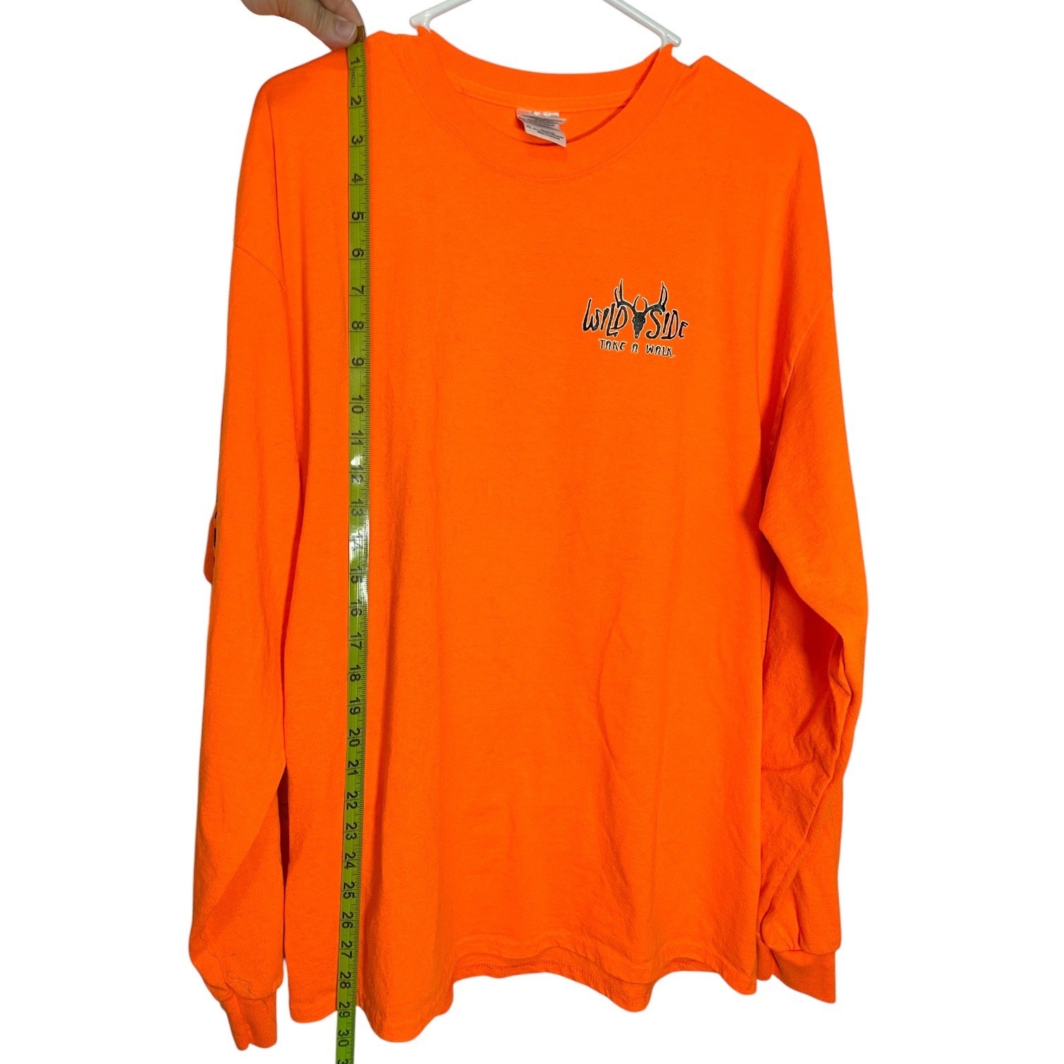 Wildside XL Orange Long Sleeve T-Shirt Graphic Deer Skull Outdoor Hunting gallery